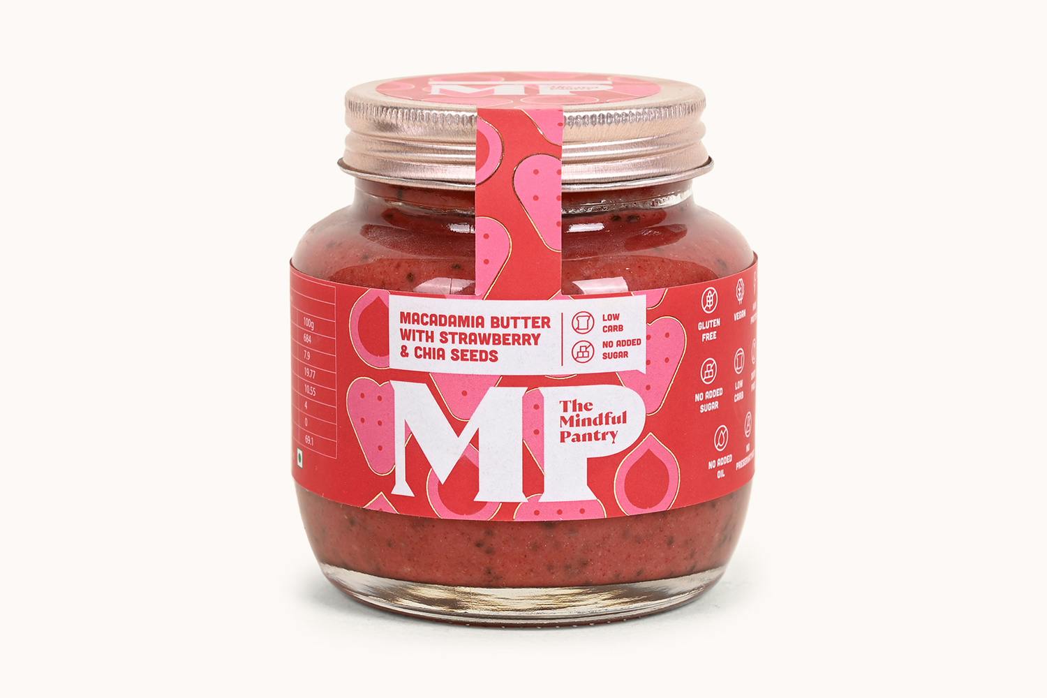 The Mindful Pantry Macadamia Butter with Strawberry and Chia Seeds